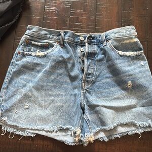 Abercrombie & Fitch Blue Jean Shorts high rise 4 inch button fly 12/31